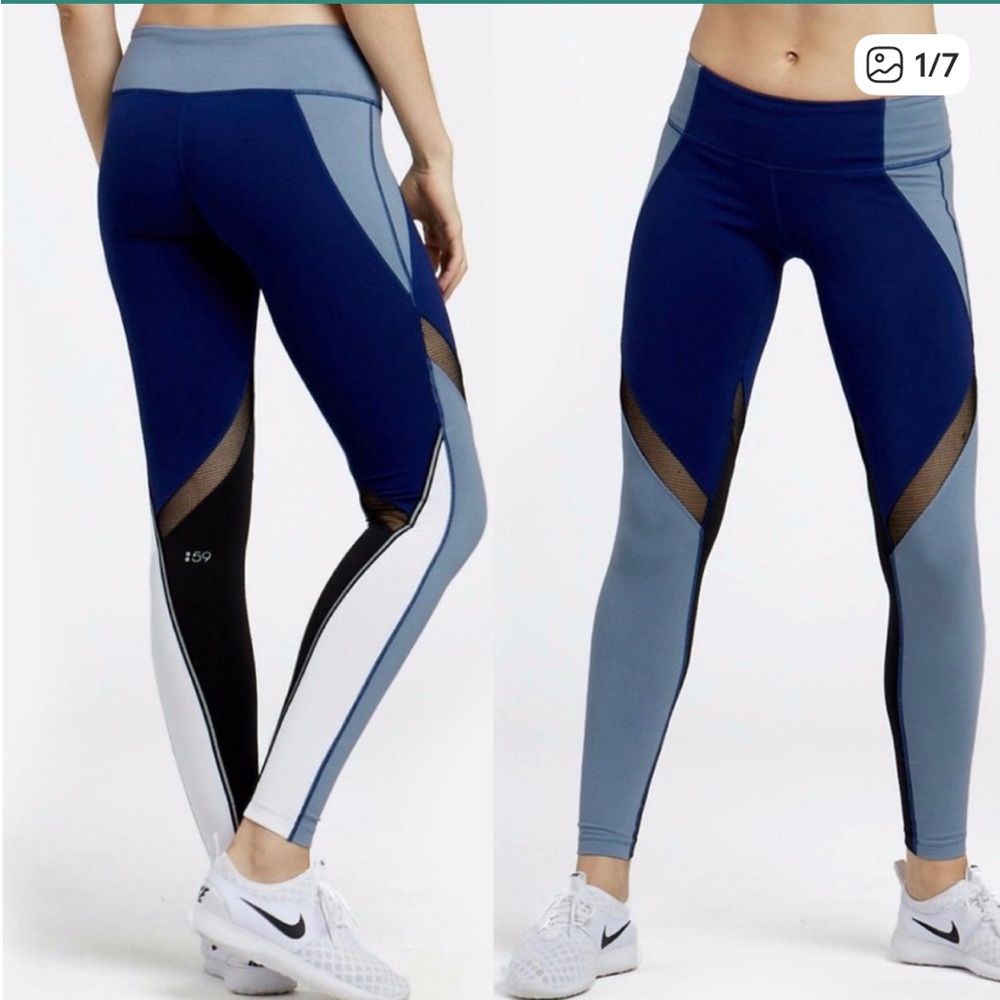 Splits59 Jordan Leggings tights in chrome/horizon-blue, white, black w mesh XS